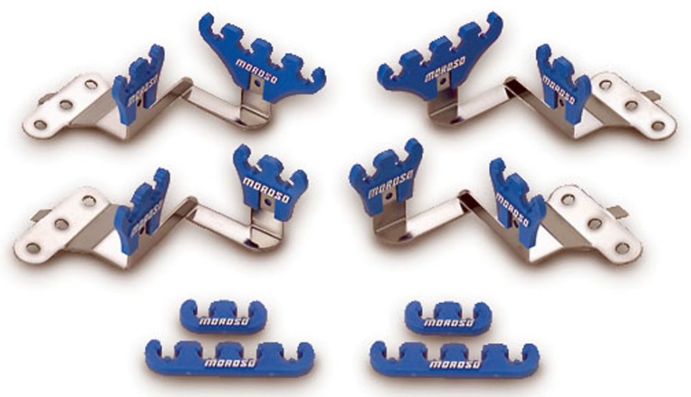 Moroso Spark Plug Wire Loom 79mm Blue/Chrome SBC P/N 72140 eBay