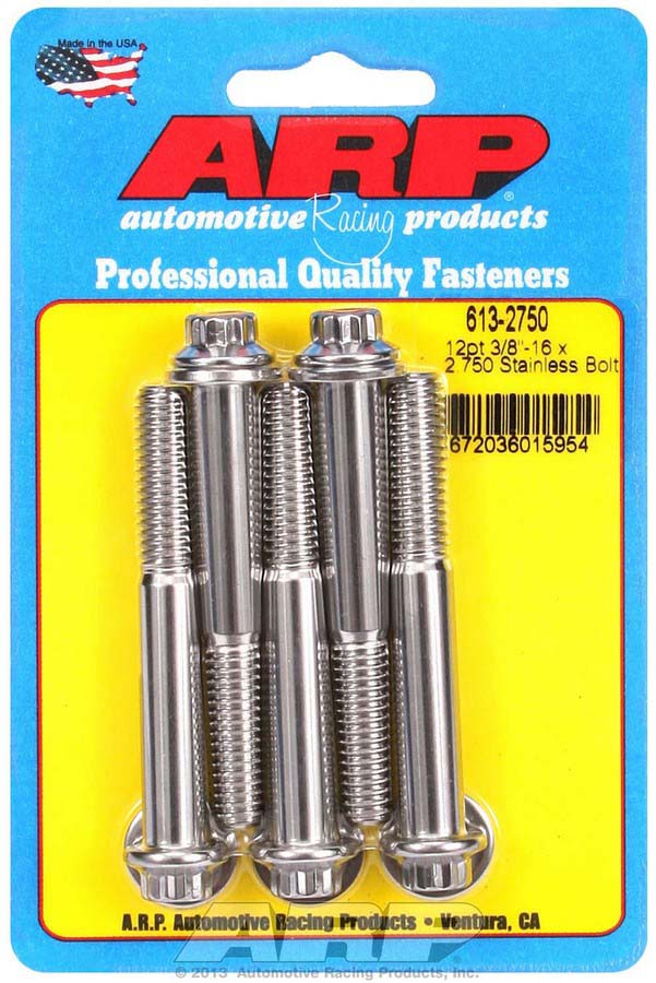 ARP Universal Bolt 3/816 in Thread 2.750 in Long Stainless 5 pc P/N