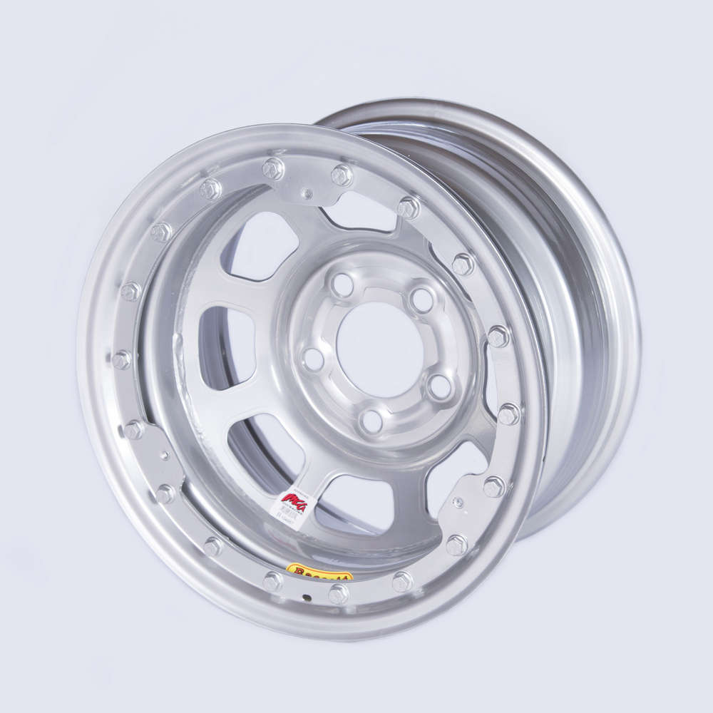 Racing wheels BASSETT 15x8 in 3 in BS Silver Steel d/hole Beadlock Wheel P/...
