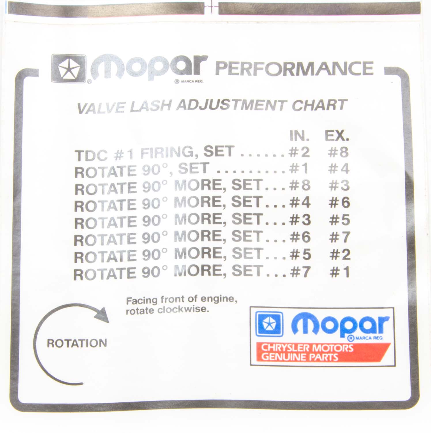 Mopar Valve Lash Chart