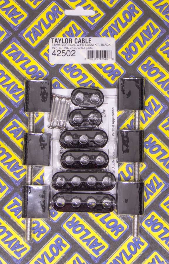 Taylor 42502 V-8 Vertical Wire Loom Kit 7-8mm Vertical Black